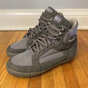 Vasque Boots Mens Size 9 Gray Suede Canvas Trail Hiking Combat Made Korea 7585